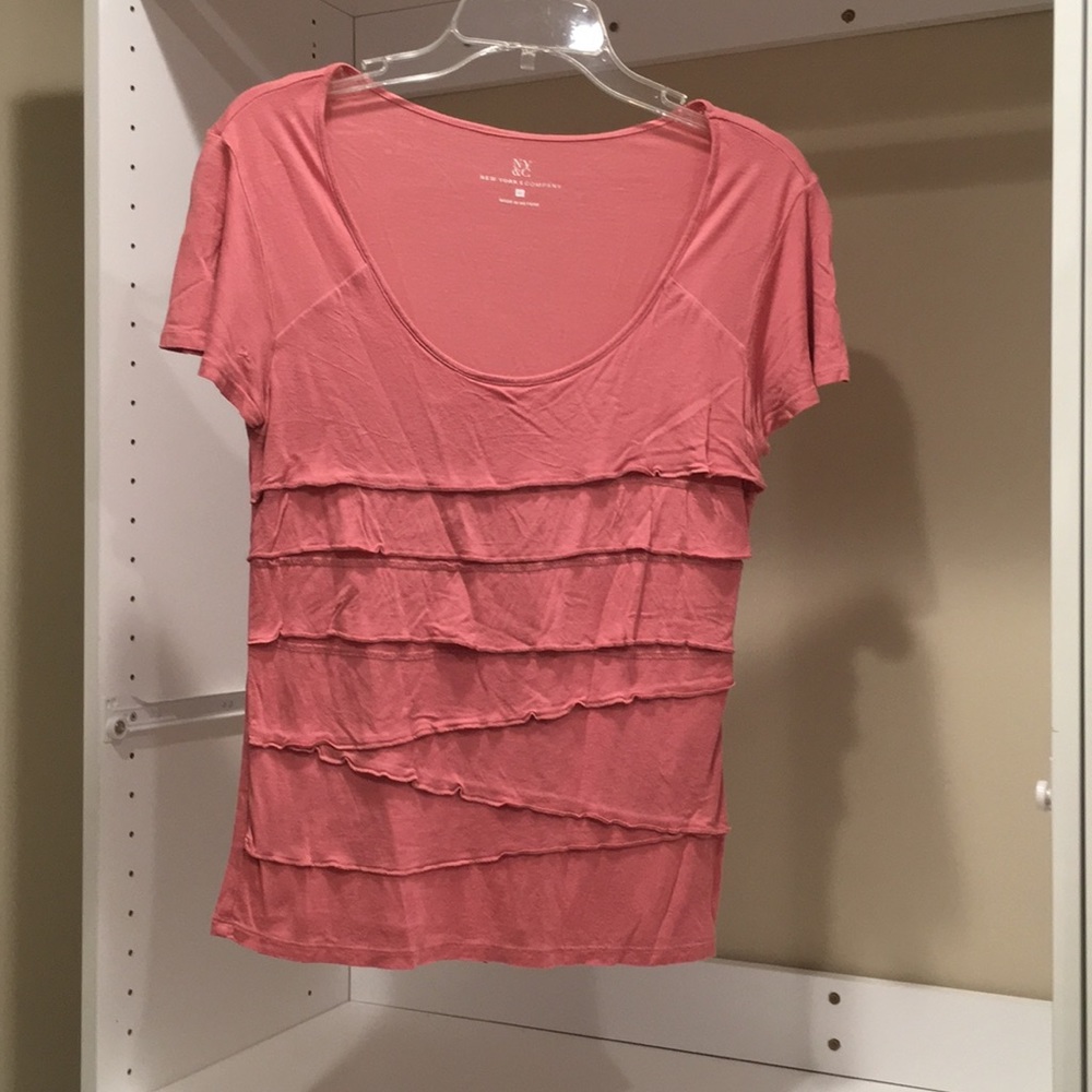 Pink short sleeve ruffle top